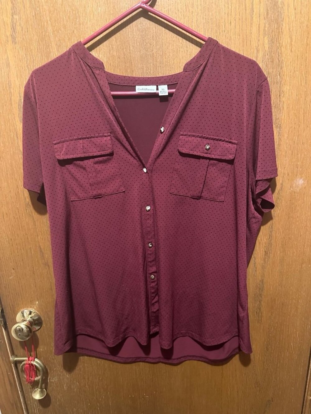 Croft & Barrow Women's Short Sleeve Button Front Blouse xl